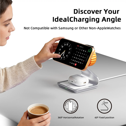 Bonola Cargador inalámbrico magnético 3 en 1 para iPhone 17/16/15/13/14/12 Estación de carga inalámbrica de 30 W para Apple Watch/AirPods Pro